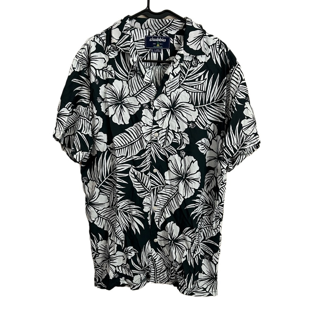 Chubbies black and white tropical print aloha shirt
